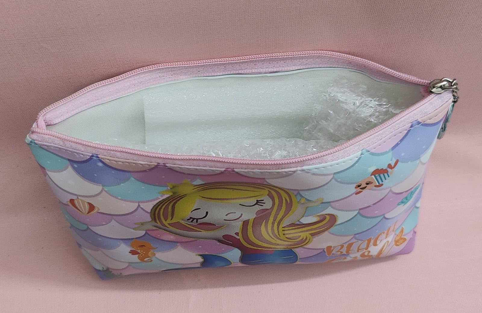 AMANVANI Mermaid Themed Zipper Pouch Set (2 Pack) - Cute Waterproof Cosmetic Bag for Women & Girls, School Stationery Organizer, Makeup Travel Pouch - Perfect for Gifts, School Supplies & Travel Accessories