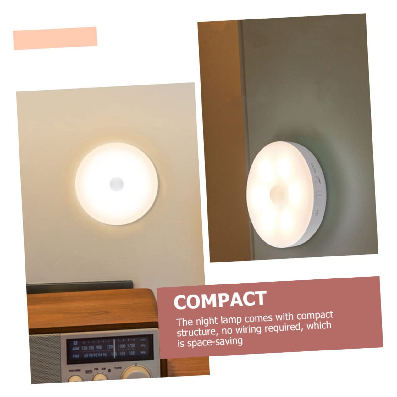 OSALADI 9-Pack Motion Sensor Night Lights - LED Bedroom Lighting with Auto On/Off, ABS White Wall Lamps for Hallway, Stairs, Bathroom & Kids Room
