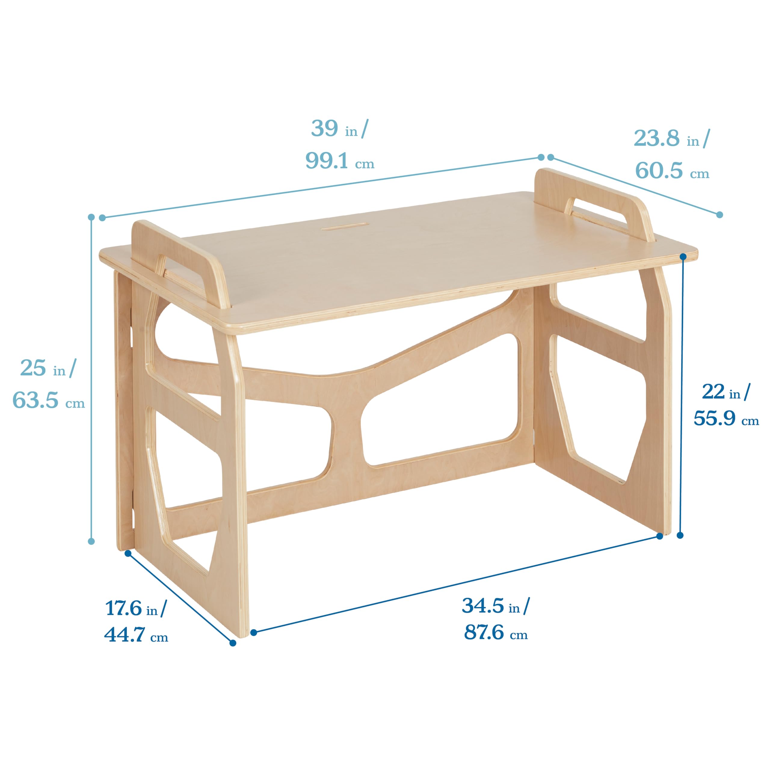 ECR4Kids StudyStation Desk - Natural Wood Kids Study Desk with Storage Shelf, Perfect for Homeschooling & Remote Learning - Durable Children's Furniture for Bedroom or Classroom