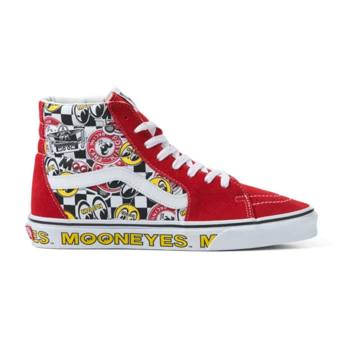 Mooneyes SK8 Hi 'Formula One' Sneakers - High-Top Skate Shoes for Men & Women - Vintage Racing Style - Perfect for Skateboarding, Streetwear & Casual Fashion