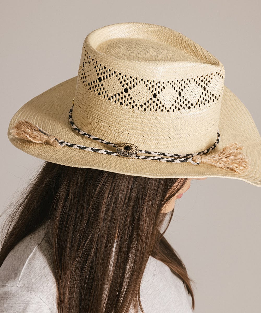 Braided Bolo Tassel Hat Band for Cowboy Hats - Western Style Leather Cord Accessory for Men & Women - Perfect for Rodeo, Country Music Festivals & Outdoor Adventures