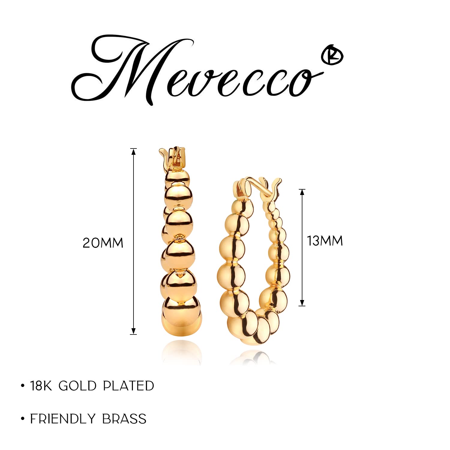 MEVECCO 18K Gold Plated Chunky Huggie Hoop Earrings for Women - Hypoallergenic Handmade Dainty Sleeper Hoops | Perfect for Everyday Wear, Parties & Gifts