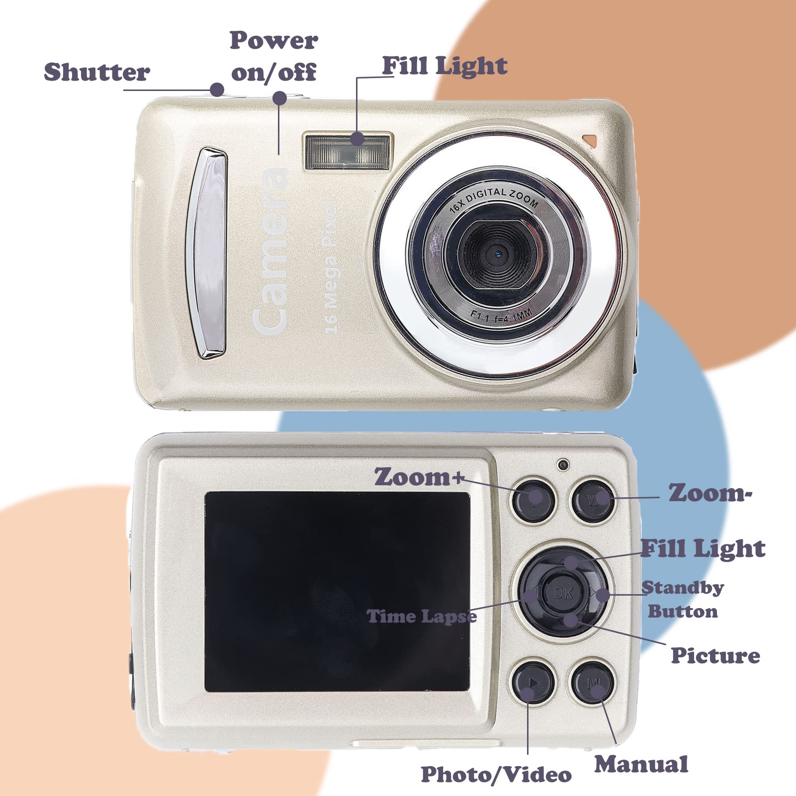 16MP Kids Digital Camera with 2.4