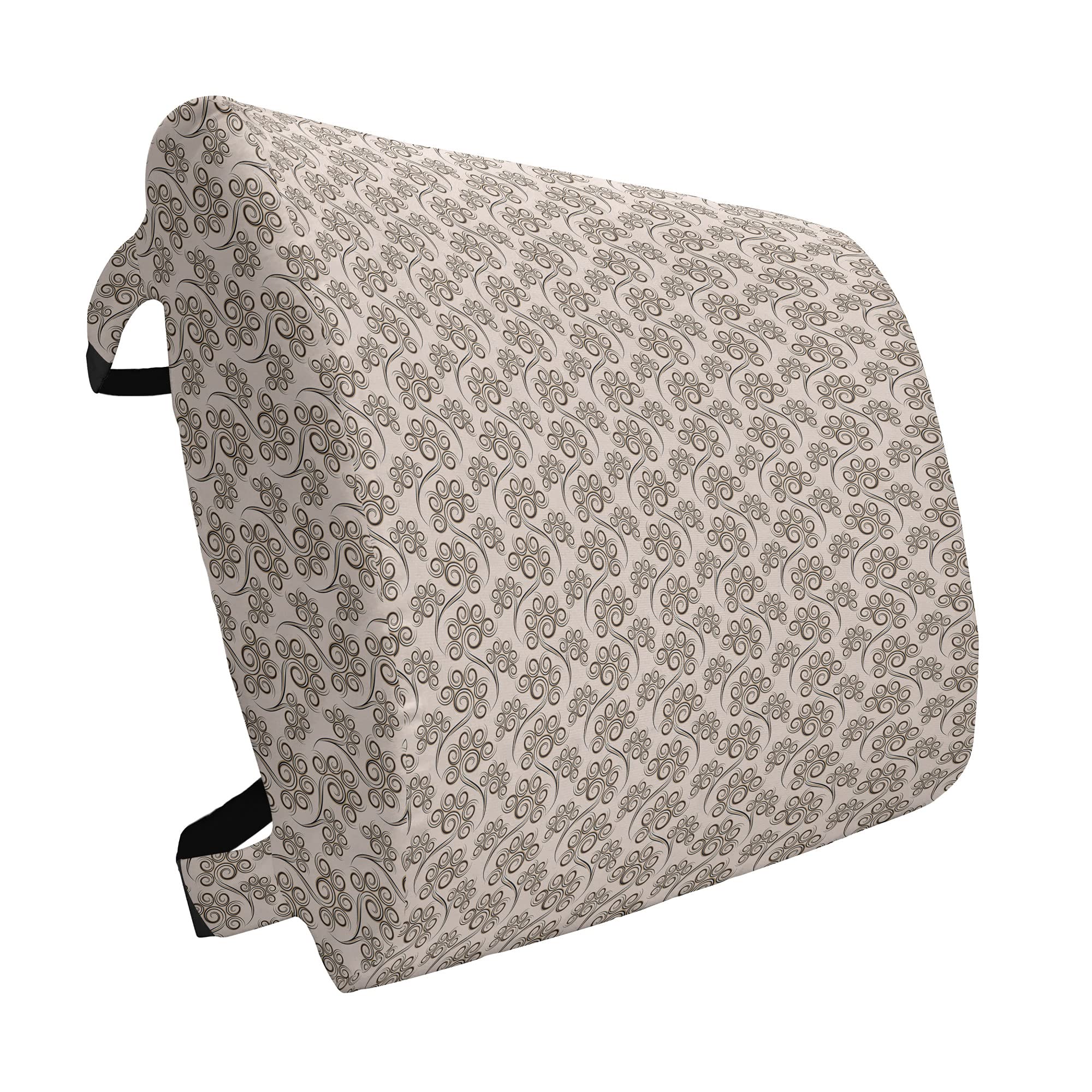 Ambesonne Abstract Lumbar Support Pillow - High Density Foam Cushion for Office Chair & Car Seat (14x13 Inches) | Retro Circular Design with Earthy Tones & Floral Pattern in Pale Eggshell Seal Brown | Perfect for Back Pain Relief at Work or Long Drives