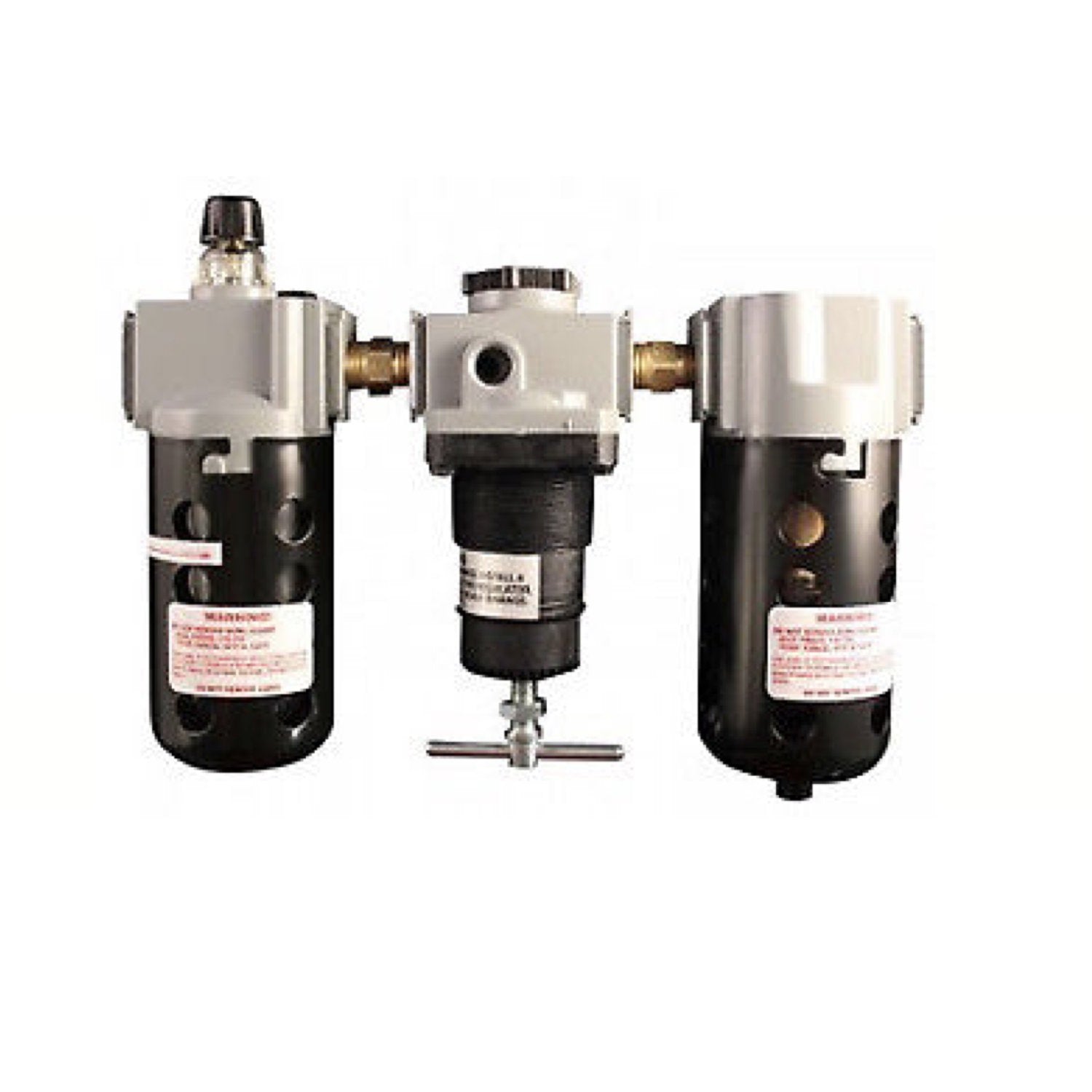Milton 1101 3/8 NPT FRL Trio with Poly Bowl and Guard - Air Filter Regulator Lubricator Combo for Pneumatic Systems - Perfect for Industrial, Automotive & Manufacturing Applications