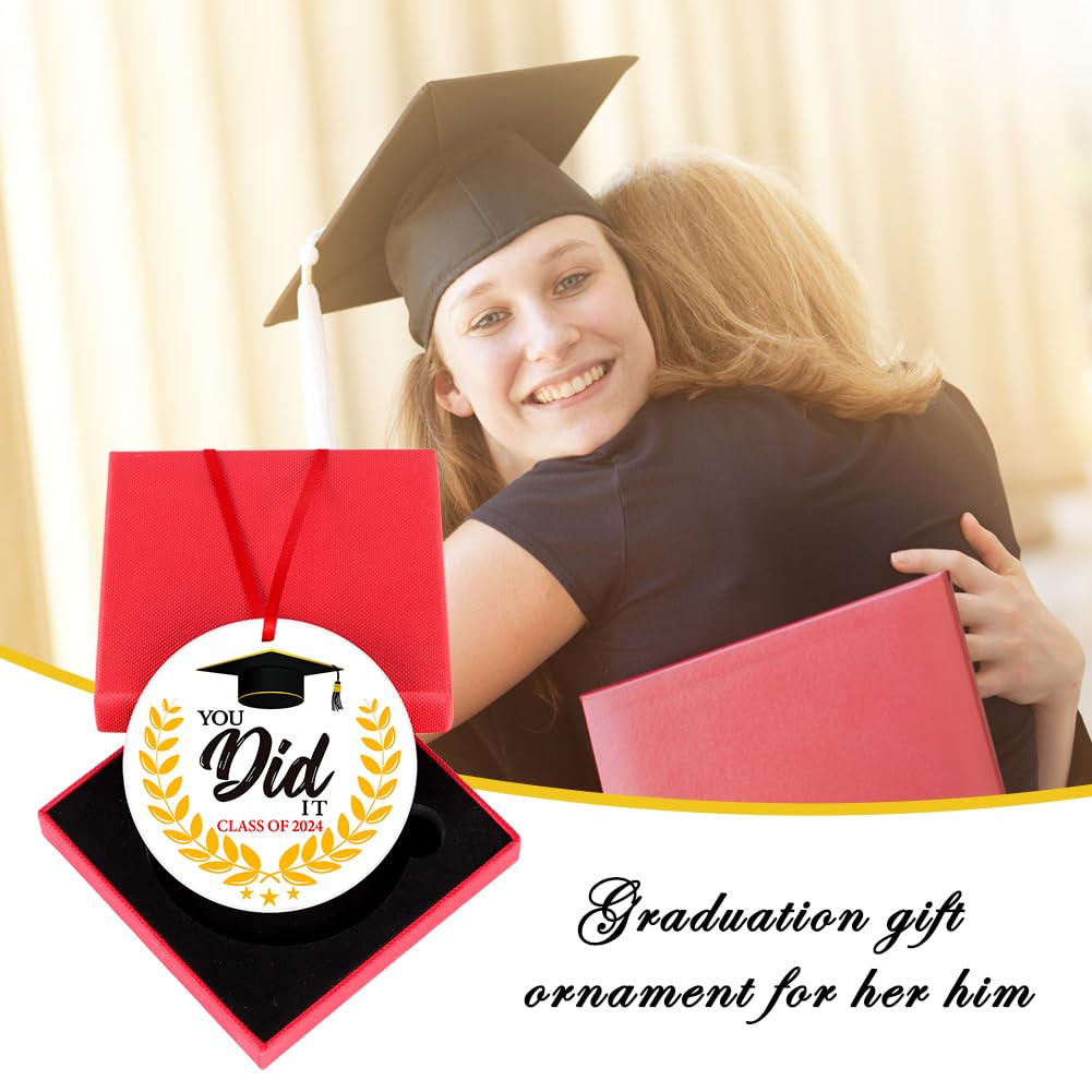 PETCEE 2024 Graduation Ornaments - 'You Did It' Keepsake for High School & College Graduates - Perfect Christmas Tree Decor & Gift for Him, Her, Daughter or Son - Celebrate Achievements & Special Moments