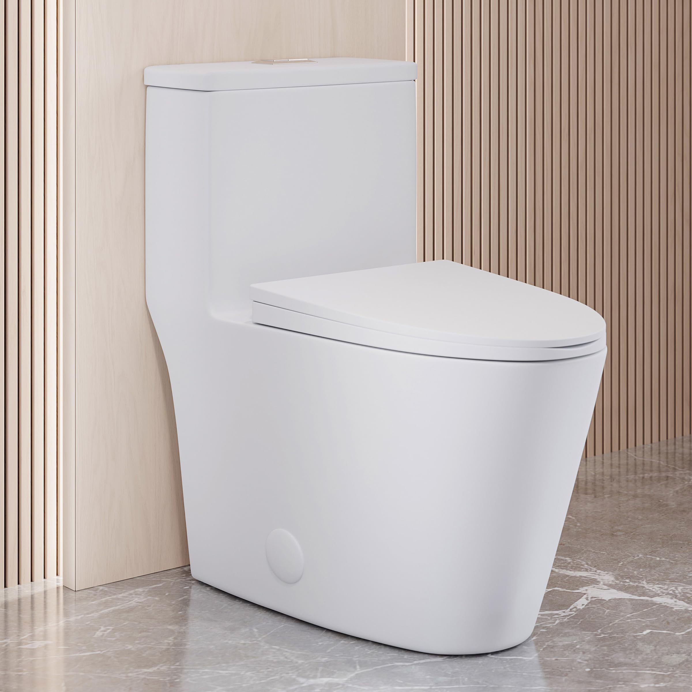 Swiss Madison Dreux One Piece Toilet - Modern ADA Compliant Bathroom Toilet with Elongated Bowl & Dual Flush (0.95/1.26 GPF) in Glossy White - Perfect for Small Bathrooms, Apartments & Modern Home Renovations