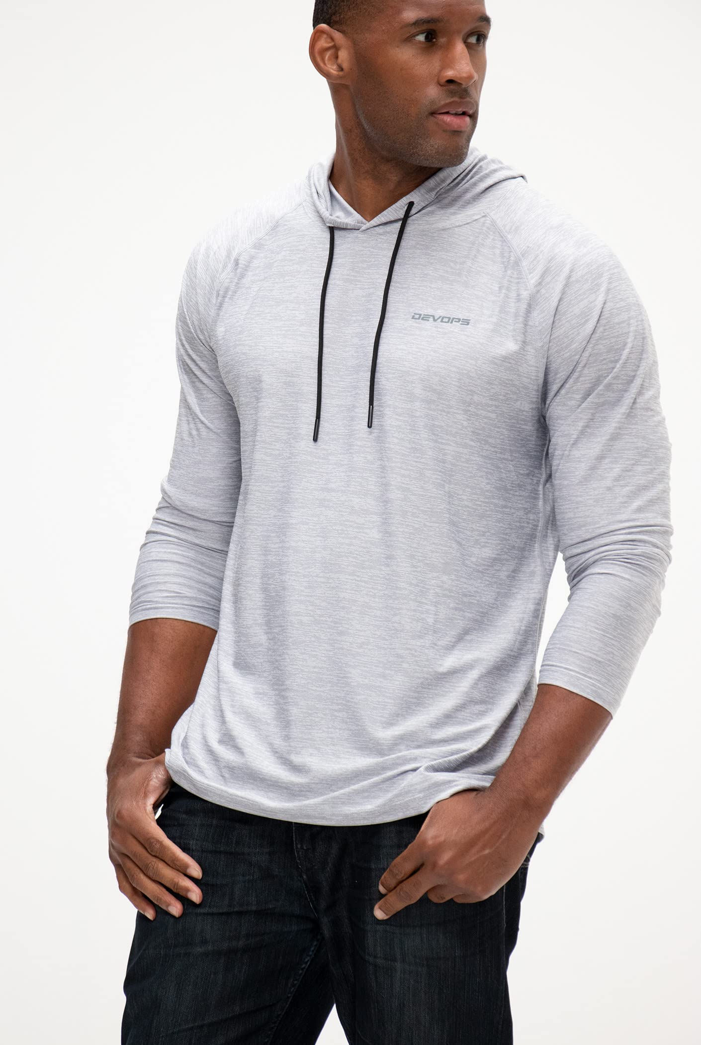 DEVOPS Men's Hoodie - Long Sleeve Pullover for Fishing, Hiking, Running & Workouts - Comfortable Athletic Sweatshirt for Outdoor Activities & Gym Training