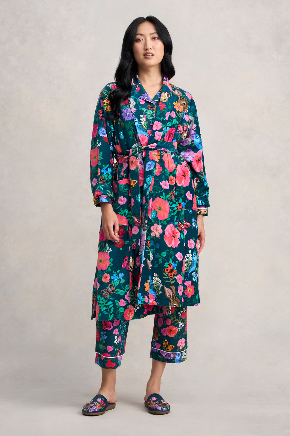 Nathalie Lété Velour Robe with Butterfly Print - Soft & Stylish Women's Loungewear for Home Relaxation & Casual Outings