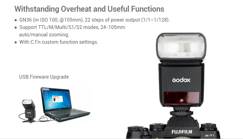 V350 Mini Lithium Ion Speedlight Flash for Fuji Cameras - Compact & Powerful Lighting for Photography, Portraits, and Events