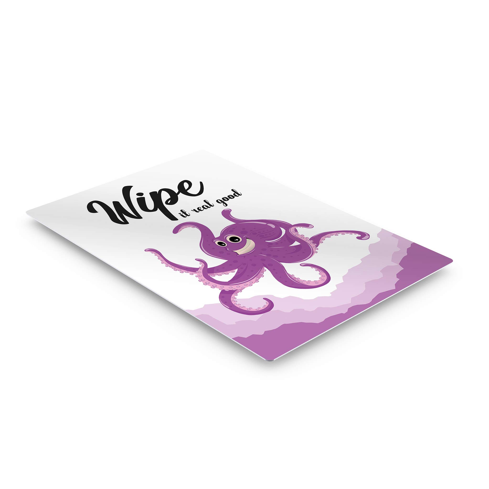 Smile Art Design 'Wipe It Real Good' Funny Quote Metal Print - Bathroom Wall Decor, Nursery Art, Home Decoration - Ready to Hang 12x8 Inches - Made in USA | Perfect for Kids' Bathroom, Playroom & Humorous Home Decor