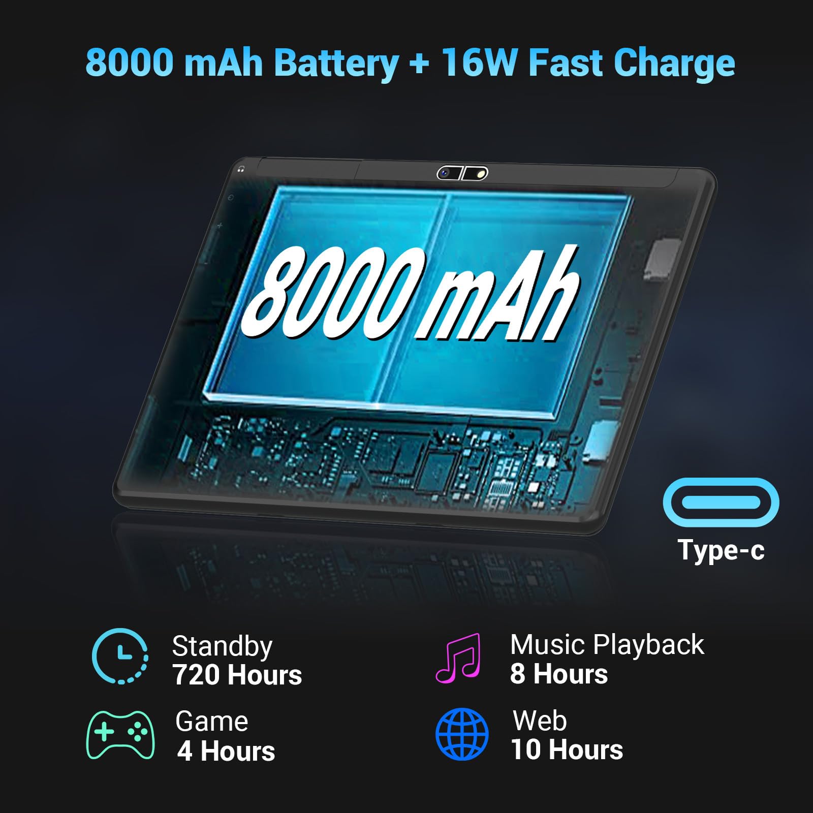 FASTWD 2024 Newest 10 Inch Android 13 Tablet - 5G WiFi, 19GB RAM + 128GB ROM (Expandable to 1TB), 8000mAh Battery, 2-in-1 Tablet with Keyboard, Stylus Pen & Mouse - Perfect for Work, Study & Entertainment (Black)