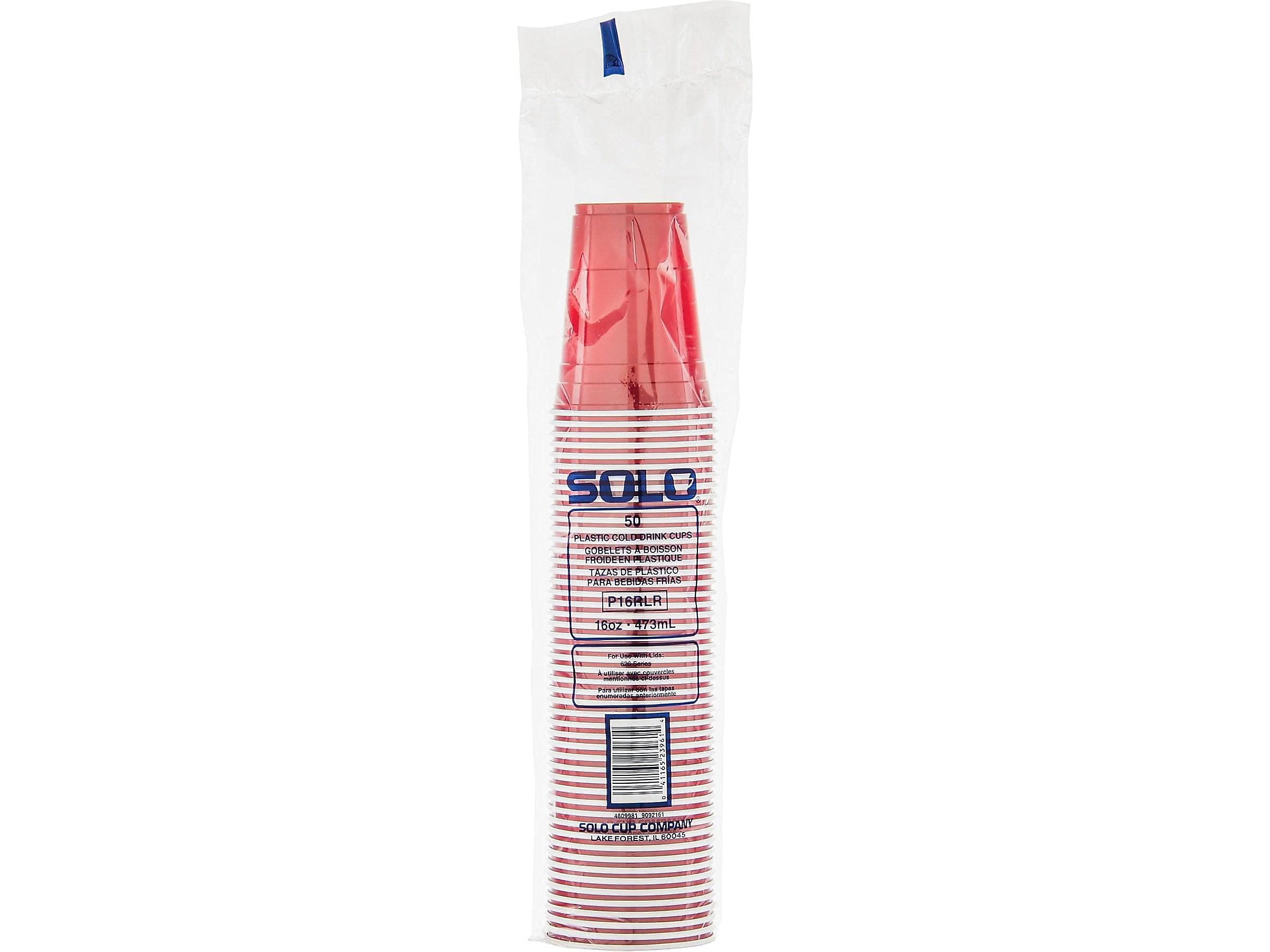 SOLO Red Plastic Party Cups 16oz (50 Pack) - Disposable Cups for Cold Drinks, Beer, Cocktails, and Outdoor Events