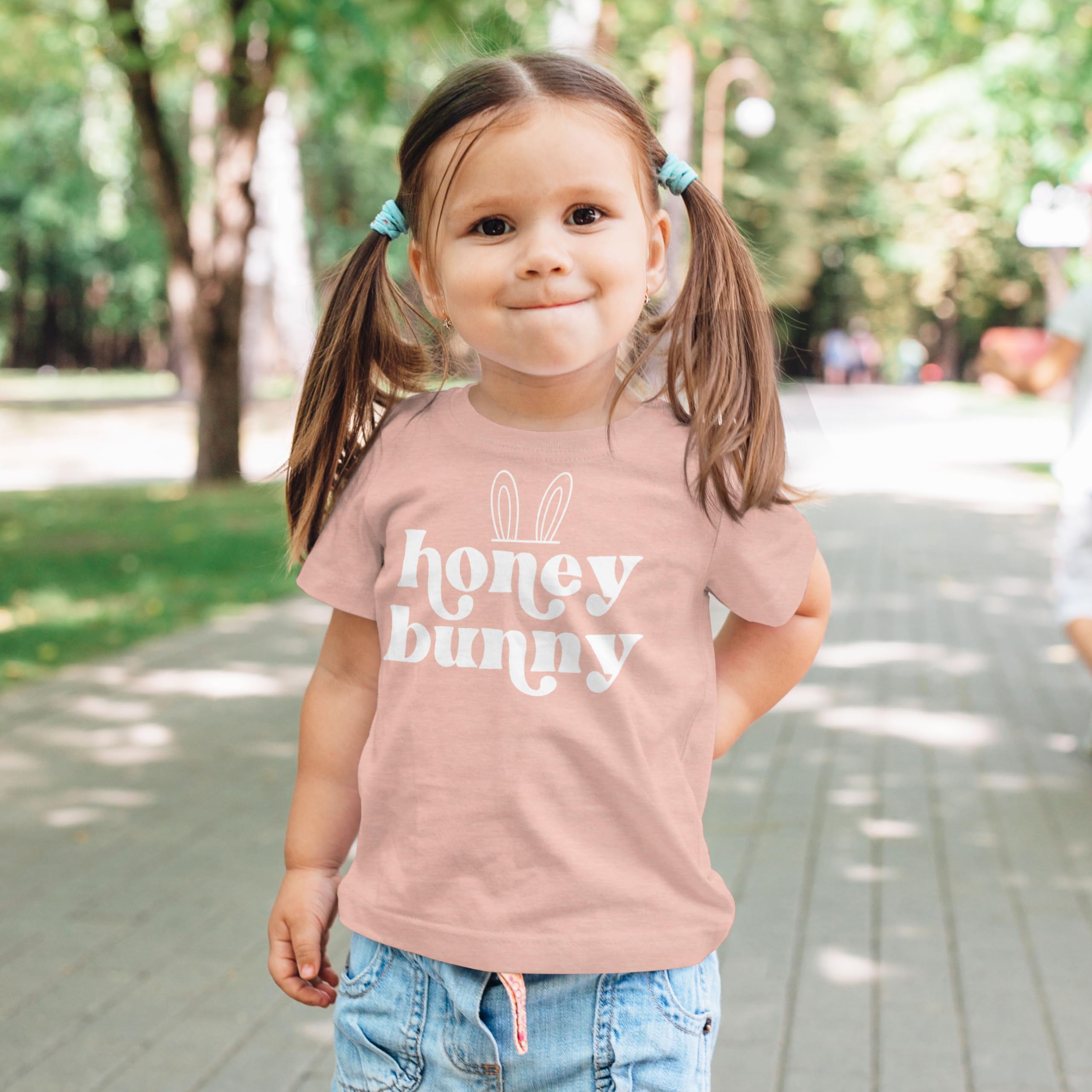 Olive Loves Apple Honey Bunny Easter T-Shirt for Baby Toddler & Girls - Cute Spring Outfit for Easter Egg Hunt & Family Photos
