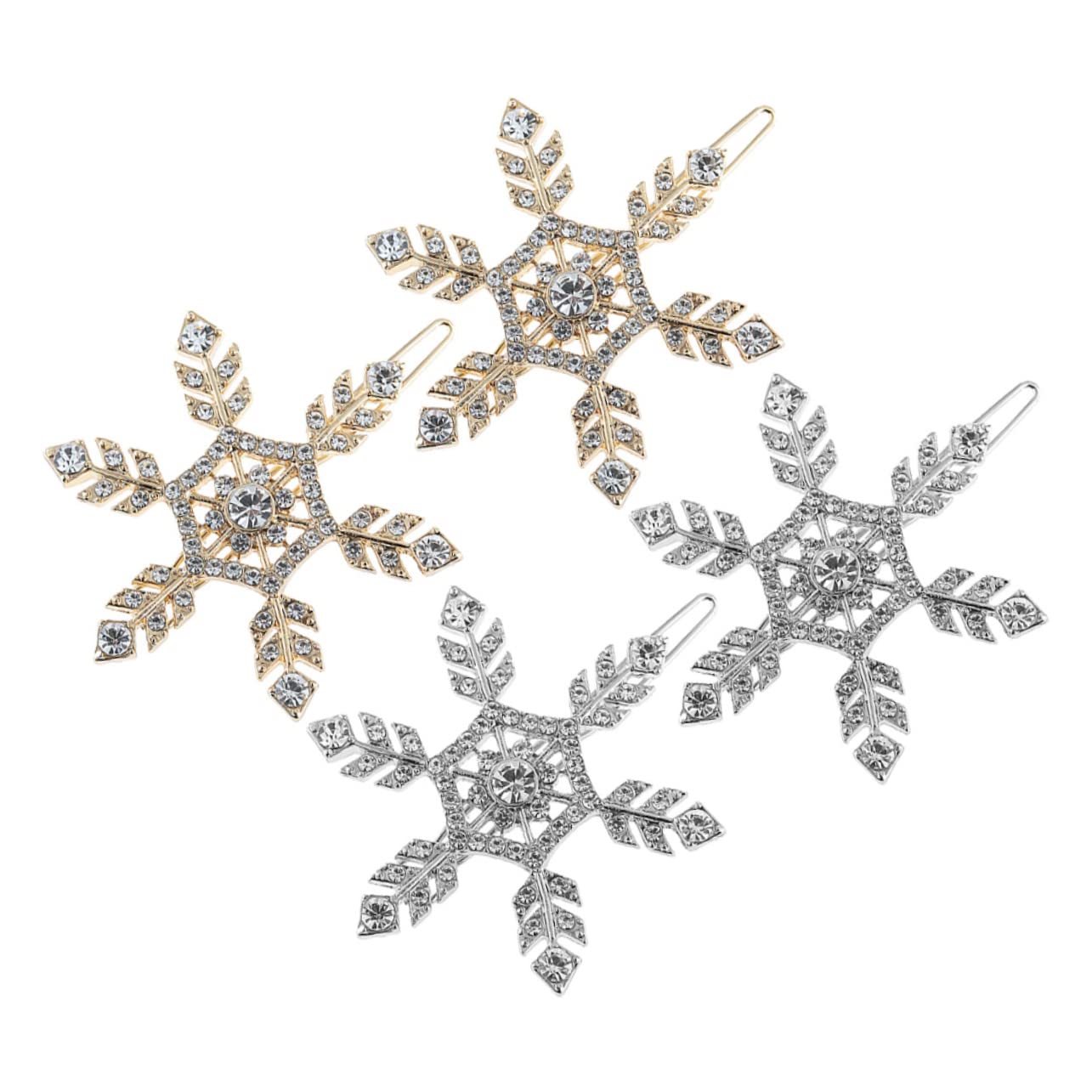 4Pcs Pearl Snowflake Hair Clips for Women - Wedding Bridal Hair Accessories, Christmas Party Headwear, Crystal Duckbill Hairpins (Alloy) - Perfect for Bridal Shower, Prom, Holiday Parties & Special Occasions