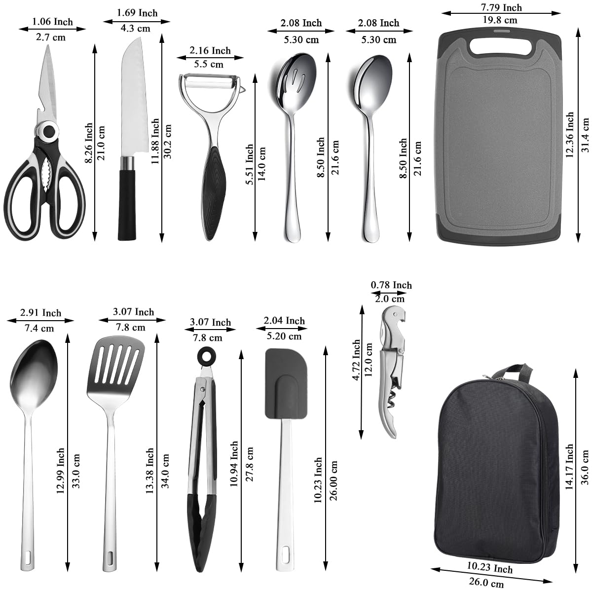 Evanda 15-Piece Camping Cookware Set - Lightweight Portable Camping Utensils for Outdoor Cooking, Hiking, RV Trips & Picnics - Essential Camping Gear for BBQ, Travel & Backpacking Adventures