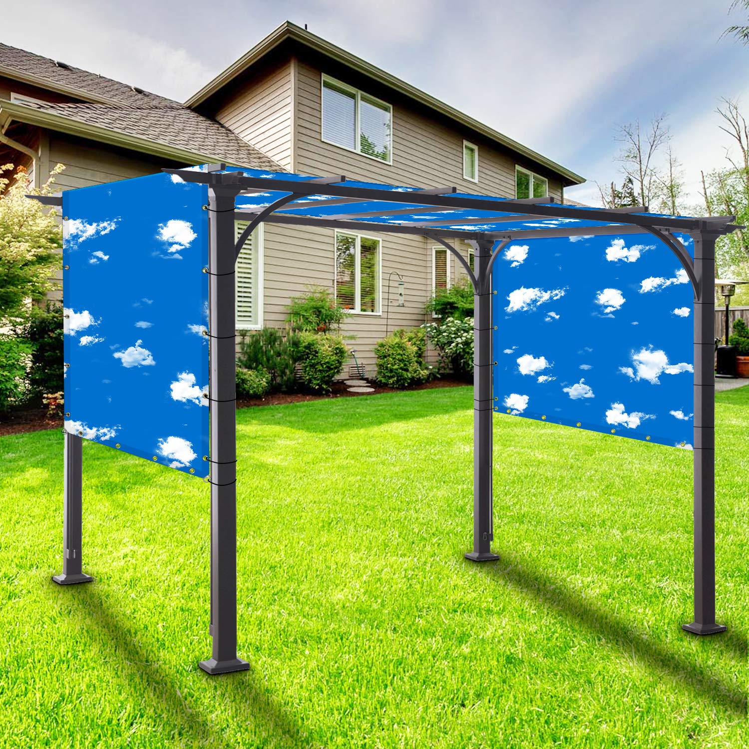 7' x 15' Waterproof Sun Shade Sail - UV Block Outdoor Canopy Cover for Patio, Backyard, Garden, Deck & Pergola (Sky Blue) - Perfect for Sun Protection and Outdoor Relaxation
