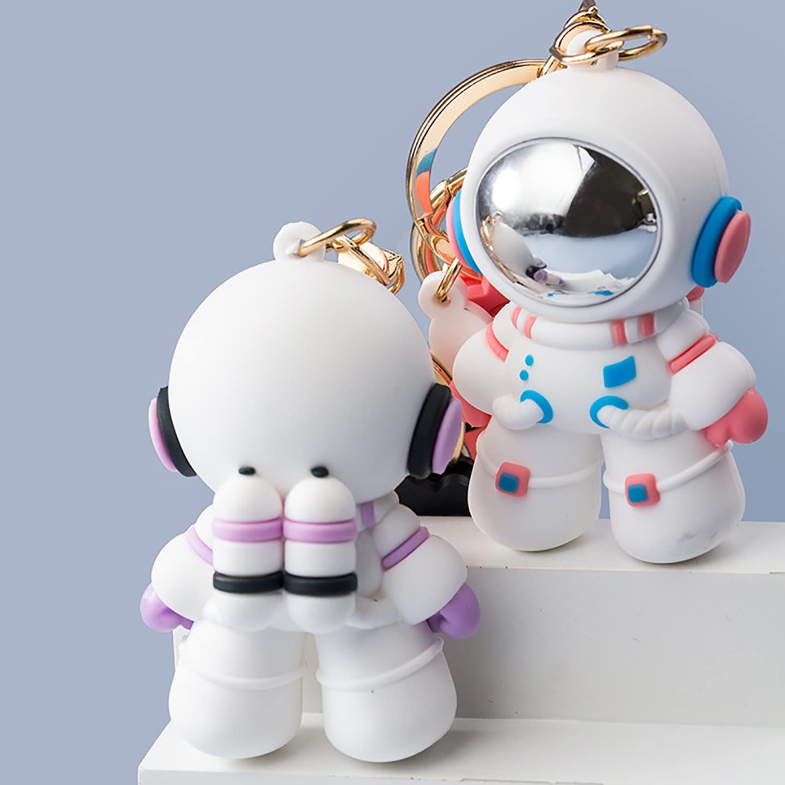 Cartoon Astronaut Keychain - Creative Wrist Strap & Car Key Ring Holder - PVC Spaceman Charm for Women & Girls (Multi-Colored, 1.6x2.5x8.7 inches) - Perfect for Backpacks, Gifts & Space Lovers