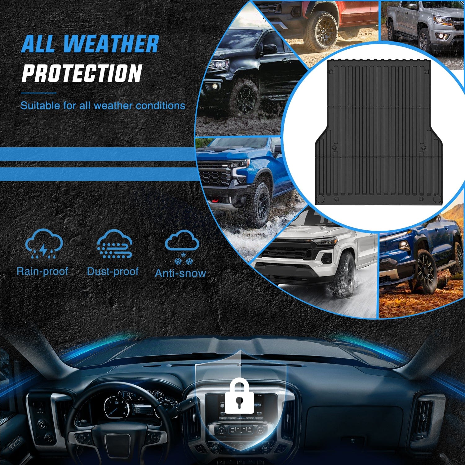 5ft Rubber Short Trunk Bed Mat for 2005-2023 Toyota Tacoma | Heavy Duty All-Weather Protection | Perfect for Off-Roading, Camping & Work Trucks