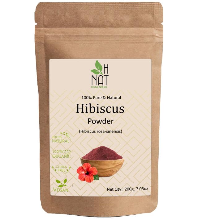 Organic Hibiscus Powder for Hair & Skin Care - 200g | Natural Hair Mask, Hair Oil & Face Pack | Promotes Hair Growth & Glowing Skin - Ideal for DIY Beauty Treatments at Home