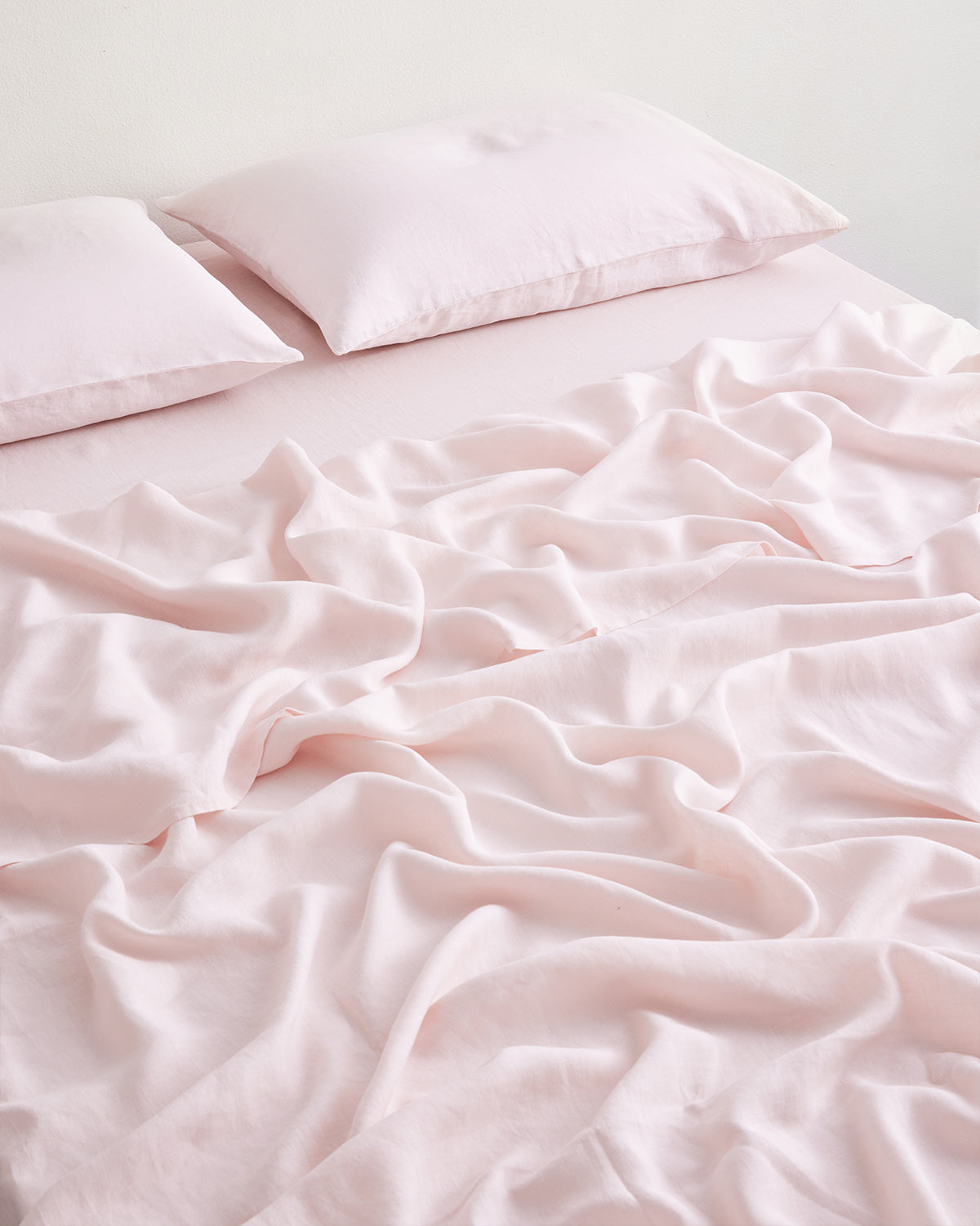 100% French Flax Linen Fitted Sheet - Premium Rosewater Pink Bedding Set for Queen Size Beds | Soft & Breathable Luxury Sheets for Bedroom, Guest Room & Vacation Homes
