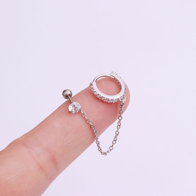 20G Connected Second Hole Chain Hoop Earrings for Women - Trendy Double Piercing Jewelry | Perfect for Layering & Everyday Wear | HSPJ275