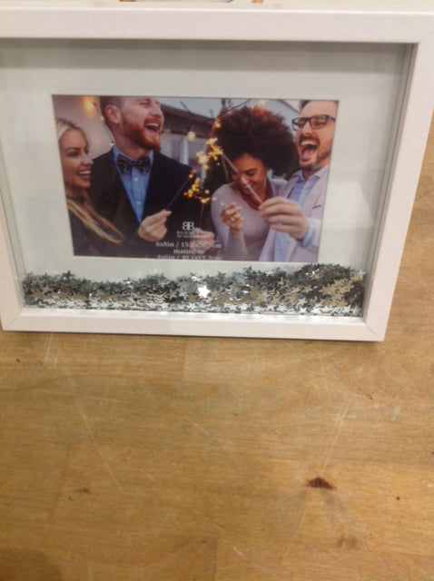 4x6 White Silver Stars Photo Frame - Perfect for Wall Decor, Bedroom, Living Room & Office Display
