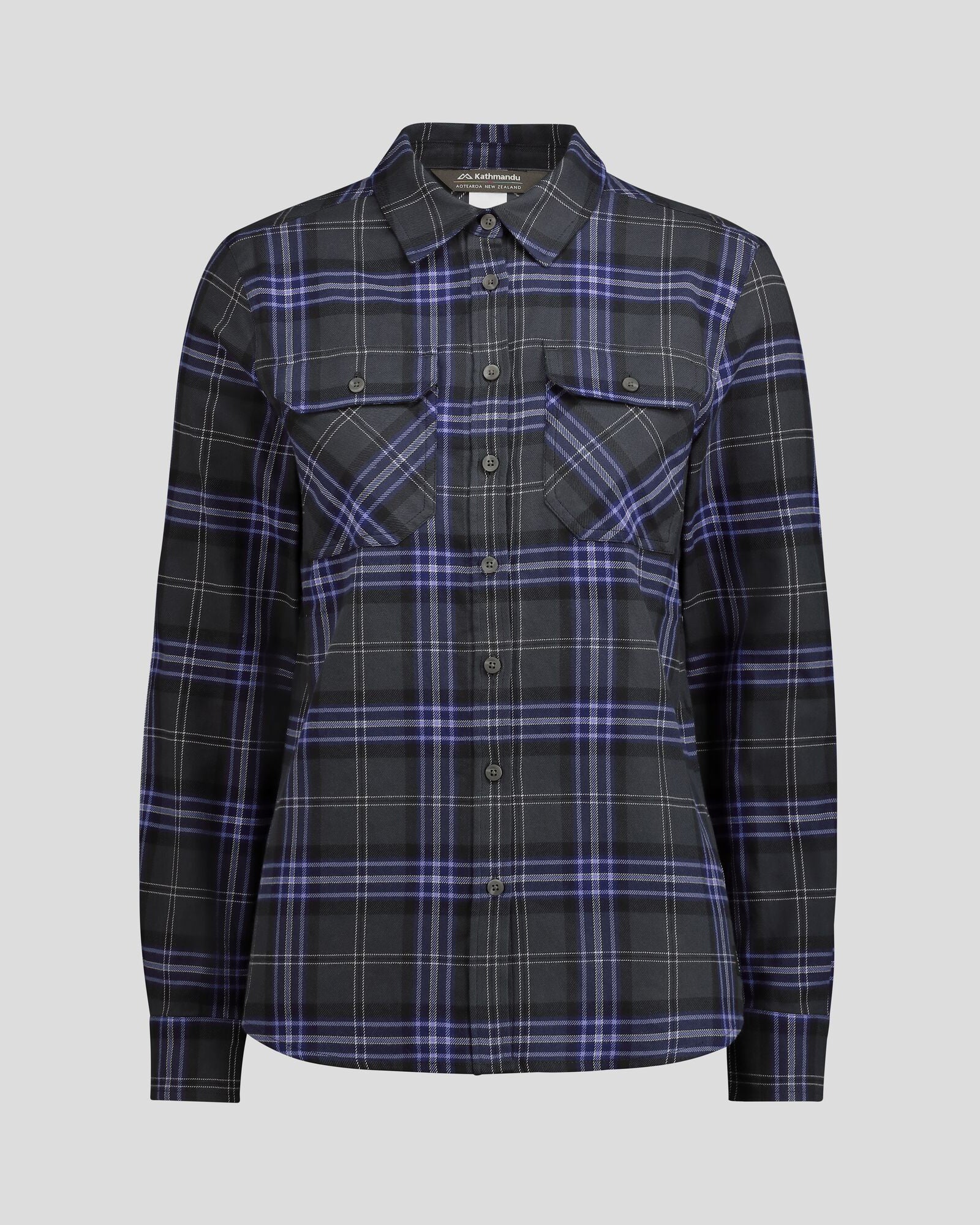 Women's Carrillon HF Long Sleeve Plaid Shirt - Dark Night Mountain Print - Perfect for Hiking, Camping & Outdoor Adventures