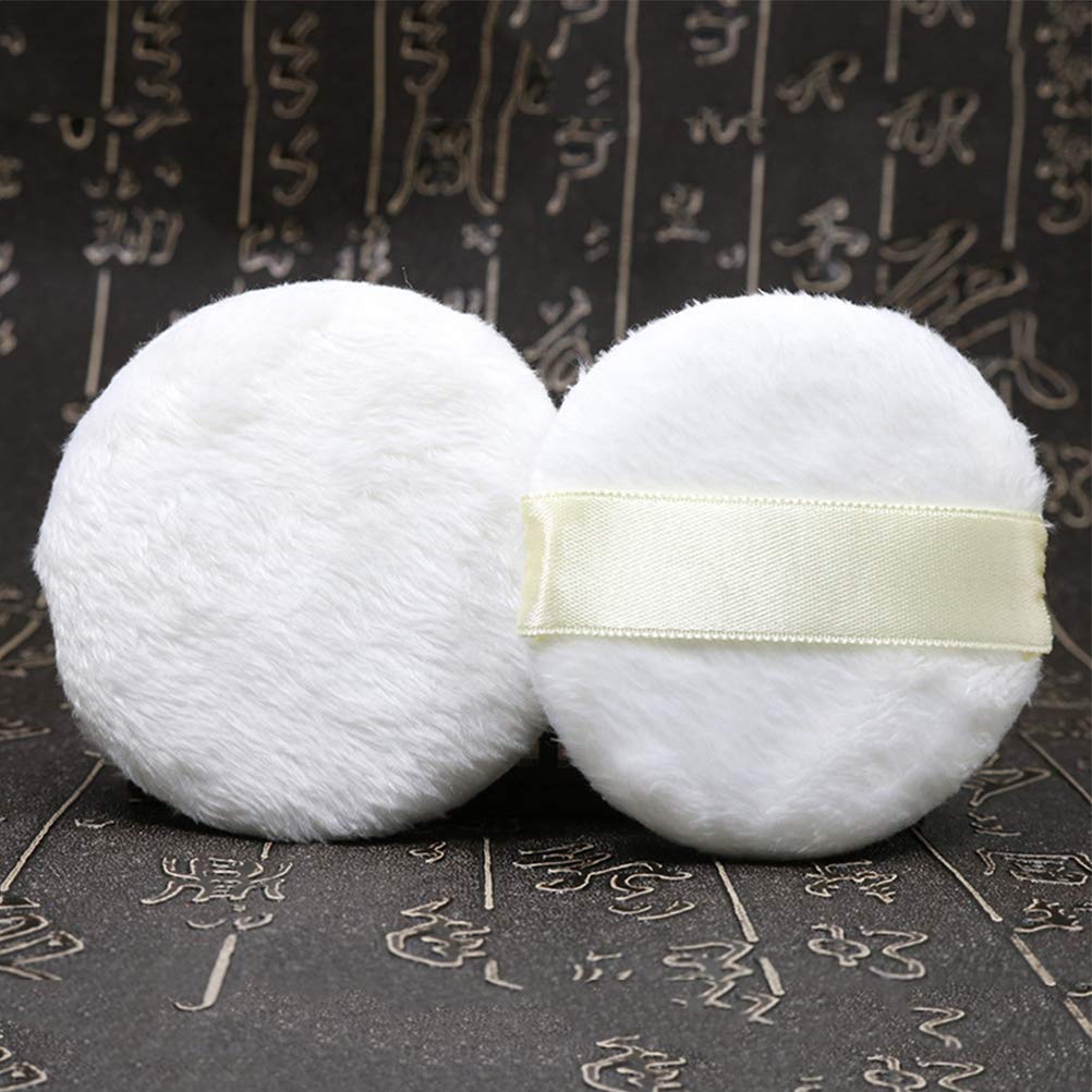3 Pack Large Ultra Soft Powder Puffs - Fluffy Cosmetic Sponge for Foundation & Compact Powder - White Short Plush Makeup Puff for Women - Perfect for Liquid, Cream & Powder Application