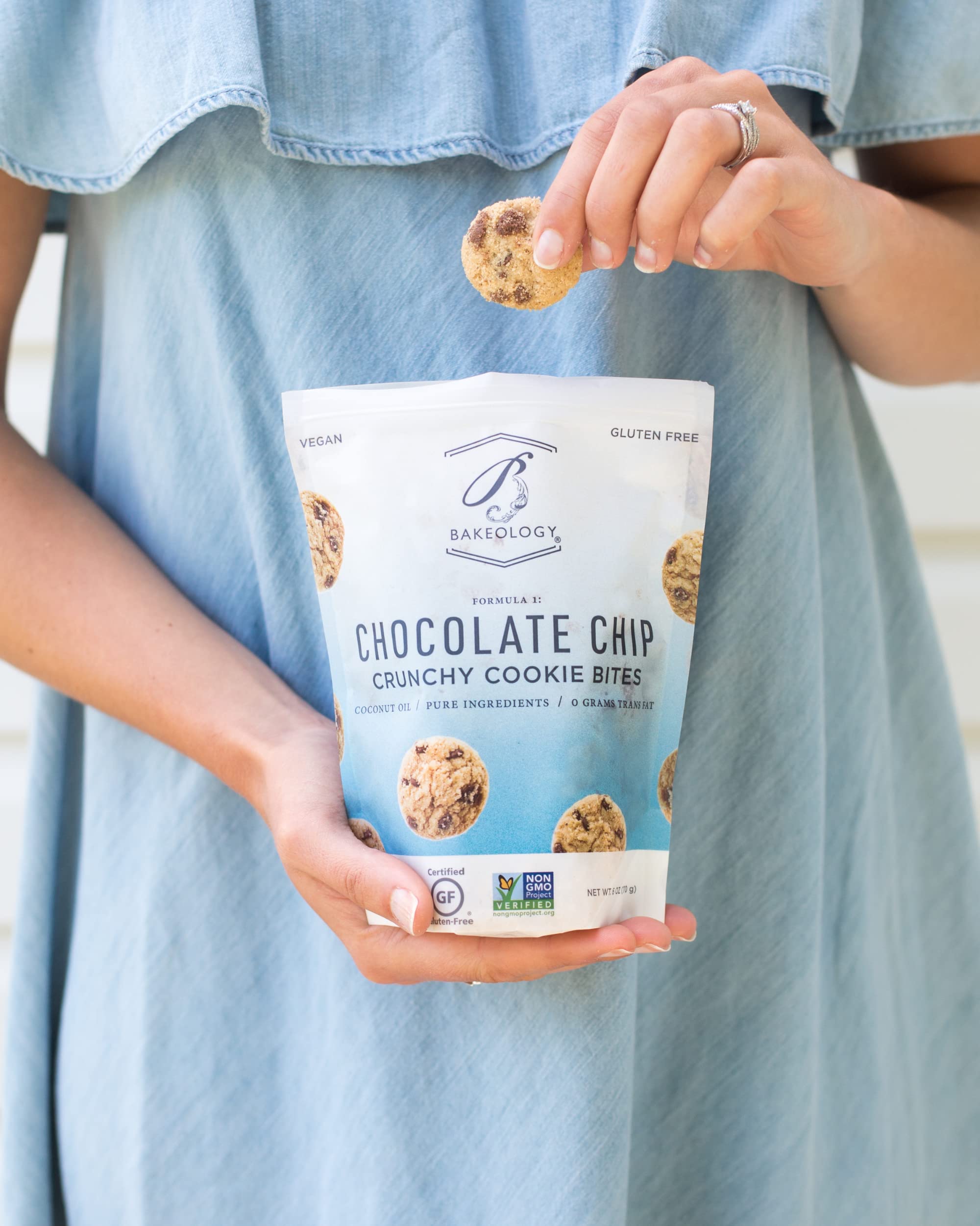 Bakeology Gluten Free Vegan Cookies - 6 Pack (5 oz Each) | Chocolate Chip & Vanilla Chai Flavors | Healthy Snacks for School, Office & Travel | Dairy-Free Plant-Based Treats