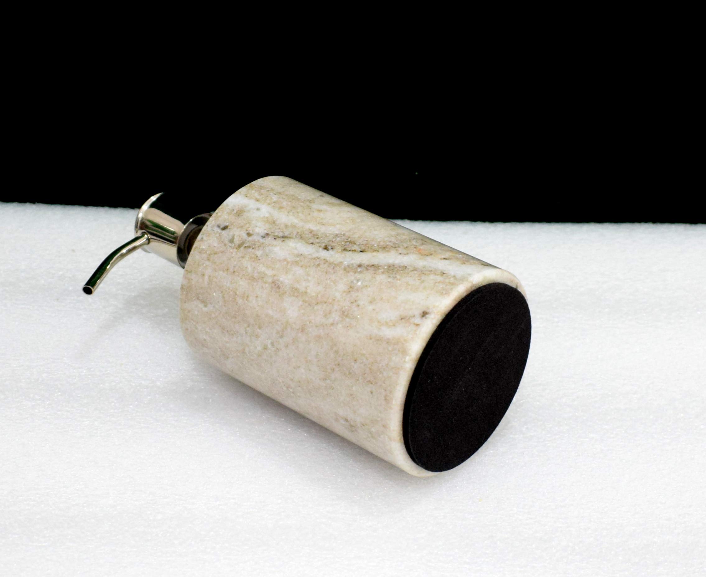 Natural Stone Liquid Soap Dispenser with Chrome Polish Pump - Handcrafted Stone Soap Dispenser for Bathroom, Kitchen, Luxury Hotel | Elegant Brown Home Decor for Spa, Guest Bath & Powder Room