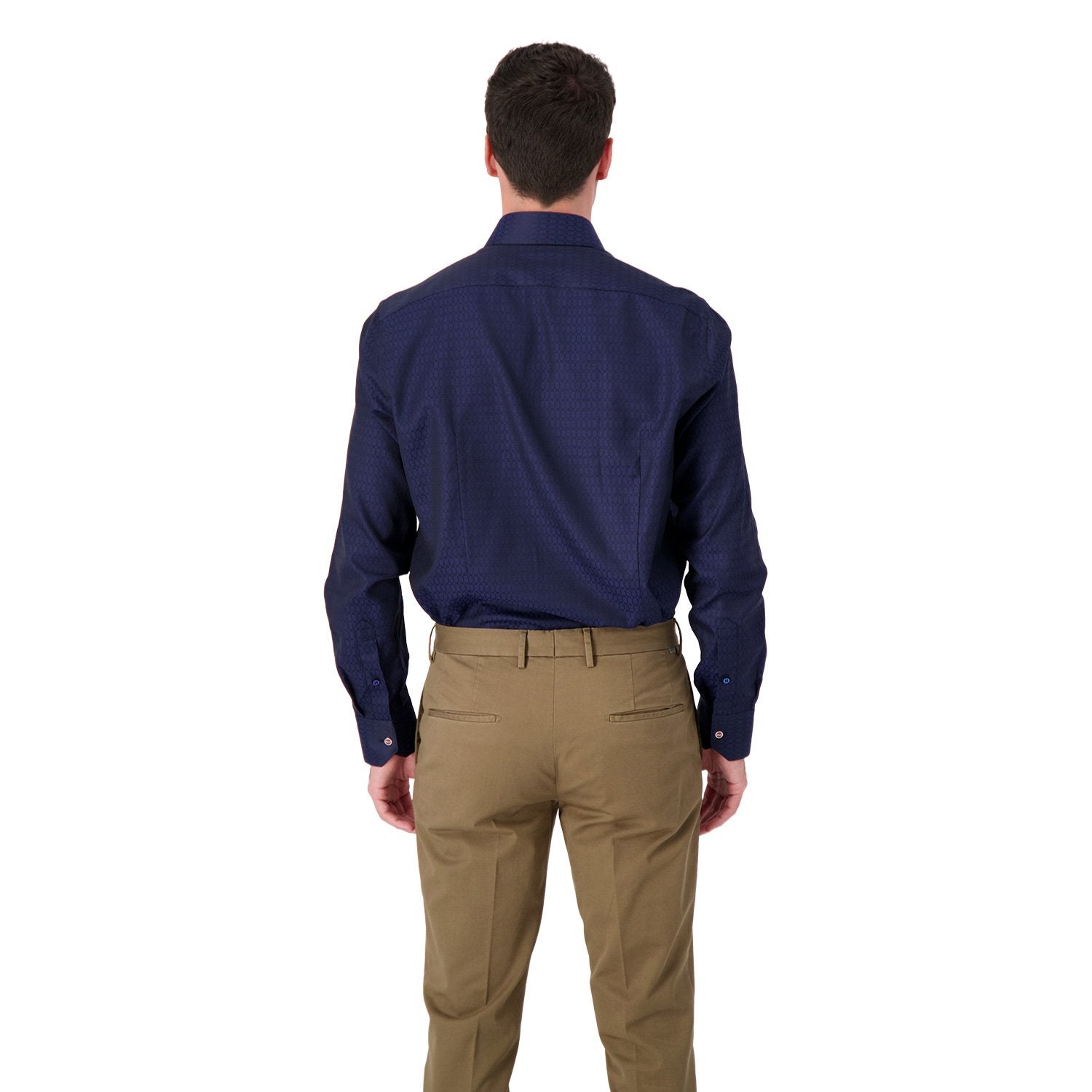 Zilli Navy Classic Men's Dress Shirt - Slim Fit Formal Shirt for Business, Office & Special Occasions