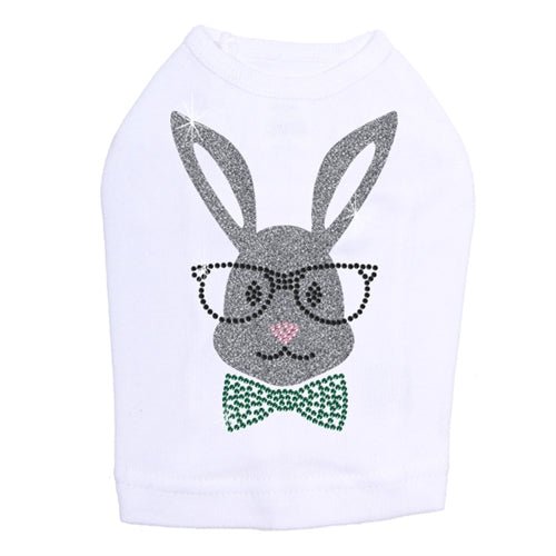 White Bunny with Glasses and Bow Tie Dog Tank Top - Cute Pet Costume for Small Dogs - Perfect for Easter, Halloween & Photo Shoots