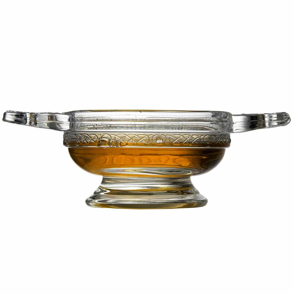 Traditional Scottish Highland Glass Quaich Bowl 9cm - Handcrafted Whiskey Drinking Cup for Ceremonies & Gifts - Perfect for Weddings, Toasts and Celtic Celebrations