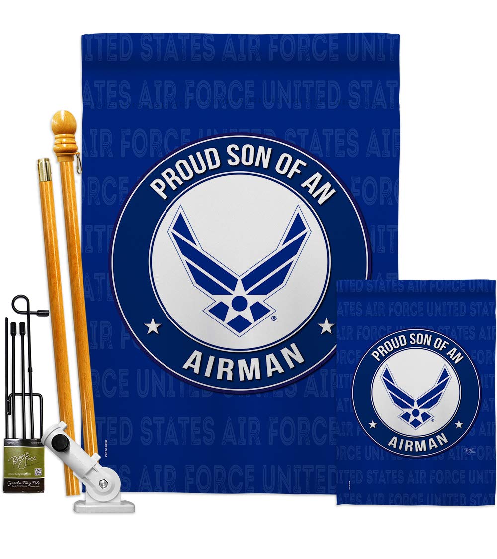 USAF Air Force Proud Son Garden Flag Kit - Double-Sided 28x40 Inch Military Yard Banner for Veterans & Retirees | Patriotic Outdoor Decor Made in USA | Perfect for Memorial Day, Veterans Day & Military Appreciation Events