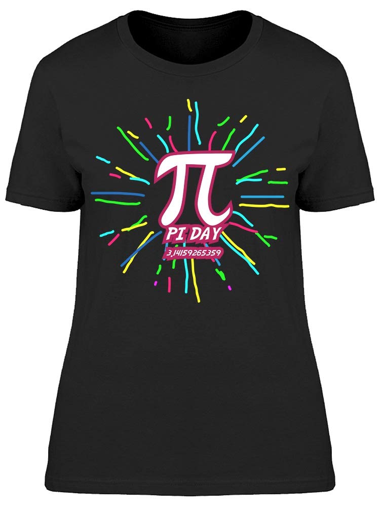 Smartprints Pi Day T-Shirt for Women with Streamer & Firework Design - Perfect for Math Enthusiasts, Science Events & Casual Wear