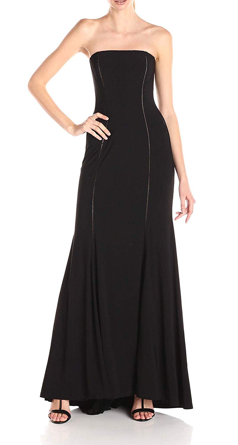 Adrianna Papell Women's Elegant Strapless Cut Out Jersey Gown - Formal Evening Dress for Prom, Wedding, Cocktail Party & Special Occasions