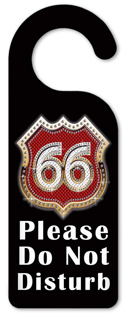 Route 66 Bling Art Plates - Do Not Disturb Door Knob Hanger Sign (Red) for Hotels, Bedrooms & Offices - Vintage Style Decorative Hanging Sign