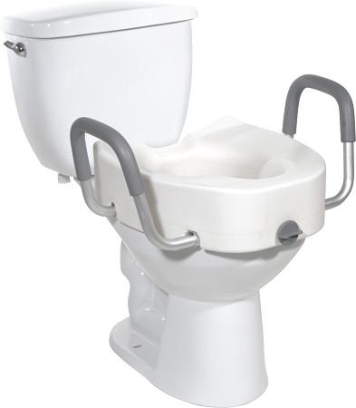 Drive Medical Raised Toilet Seat with Lock - Adjustable Height Safety Toilet Riser for Elderly & Disabled - Bathroom Mobility Aid for Home & Hospital Use