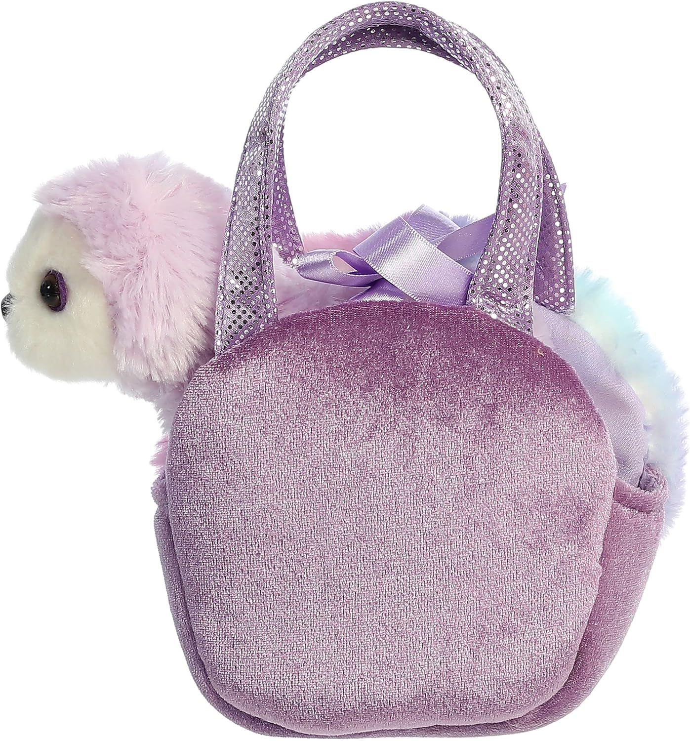 Aurora Fancy Pals Sweets Rainbow Purple 6-Inch Plush Pet Carrier - Perfect for Small Dogs & Cats Travel, Vet Visits & Daily Adventures
