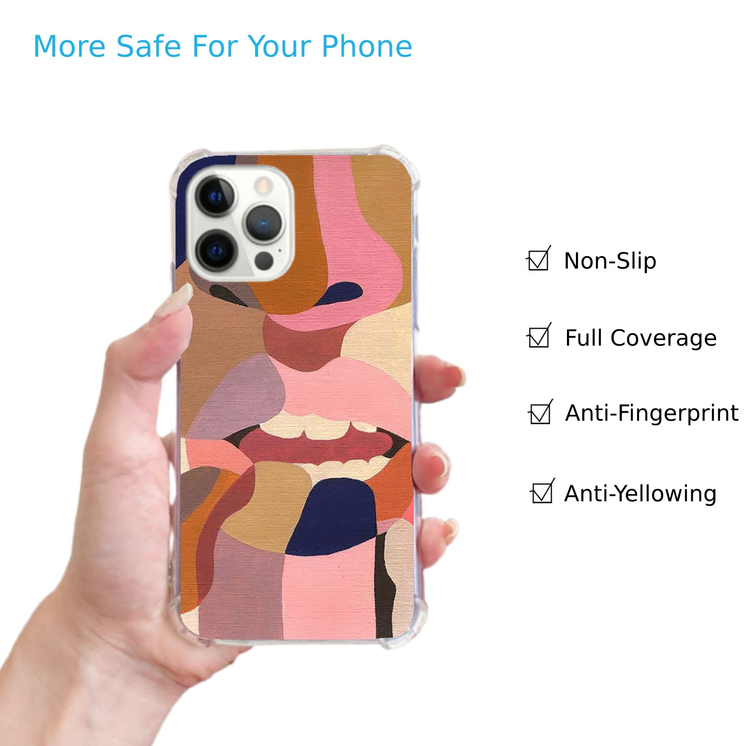 Modern Abstract Color Art Painting Case for iPhone 12 Pro Max - Trendy Soft TPU Bumper Cover with Unique Design for Men & Women - Perfect for Daily Use, Office, Travel and Gift Giving