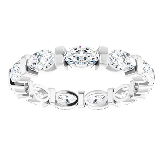 2.31 Carat Oval Diamond Eternity Band for Women - 14K White Gold Wedding Ring, Anniversary Gift, Bridal Jewelry - Perfect for Engagement, Proposal & Special Occasions