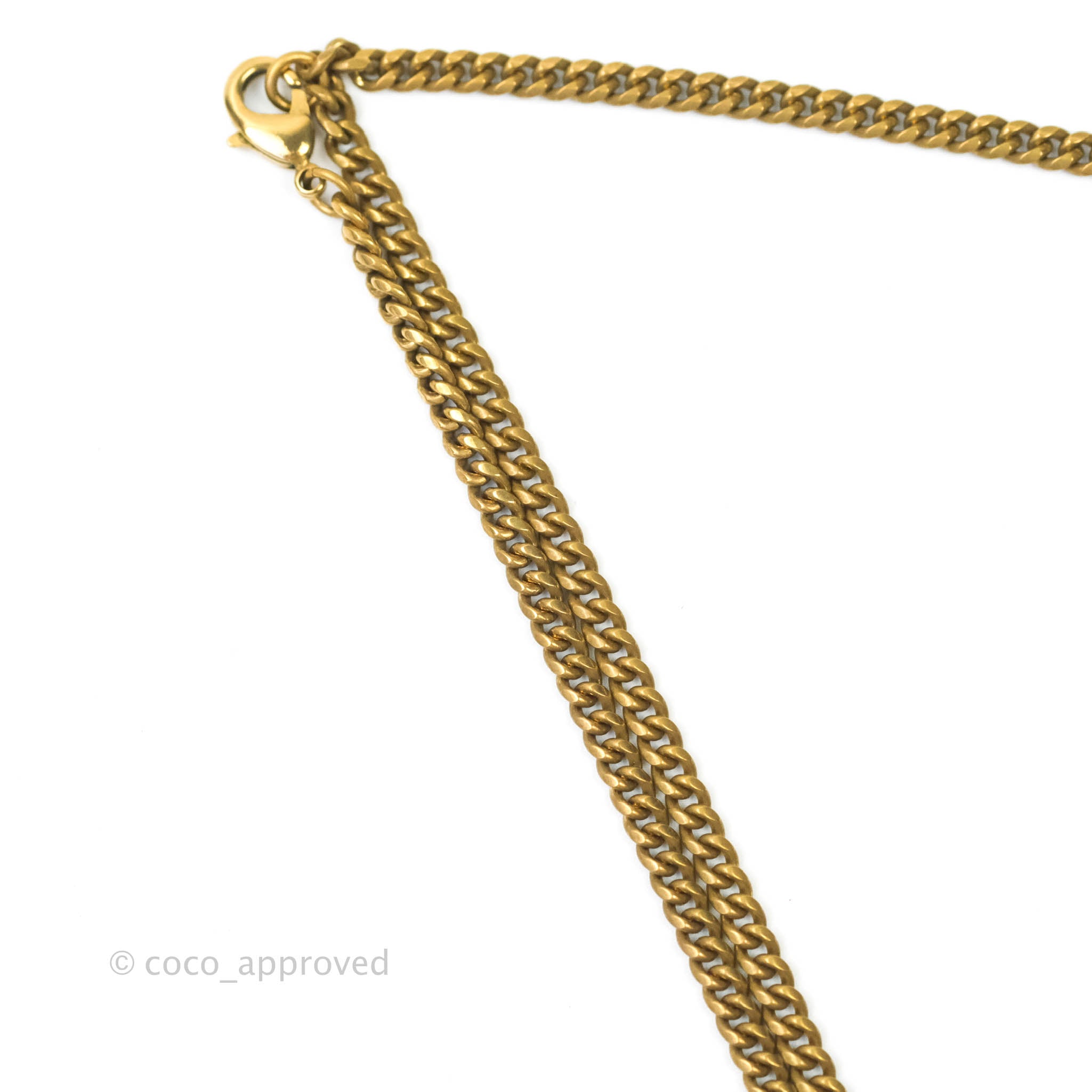 Chanel CC Crystal Pendant Chain Necklace in Matte Gold Tone - Elegant 21C Collection for Women | Perfect for Evening Parties, Weddings & Special Occasions