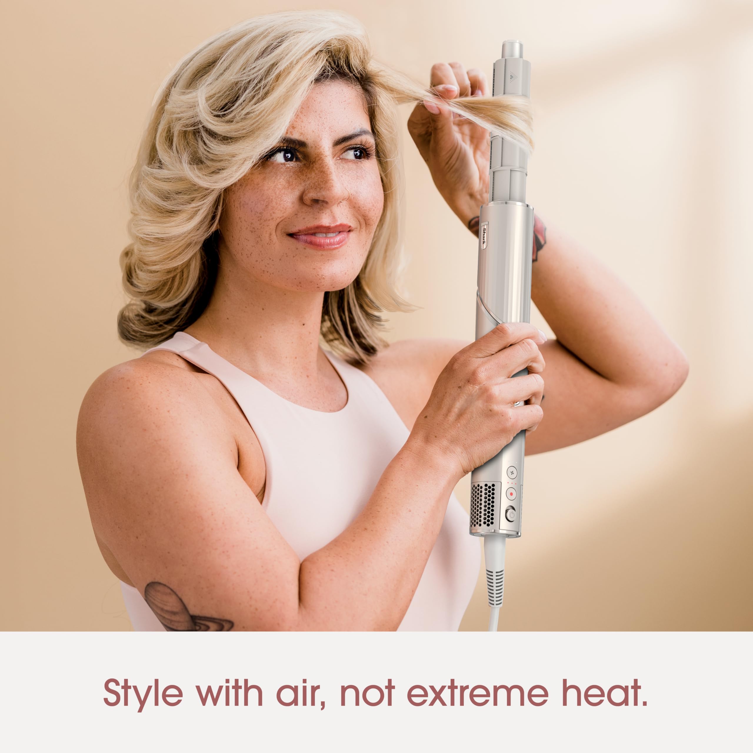 Refurbished Shark HD430REF FlexStyle Air Styling & Drying System - Powerful Hair Dryer Brush & Multi-Styler with Auto-Wrap Curlers, Paddle Brush, Oval Brush & Concentrator Attachment (Stone) | Perfect for Home Salon, Travel & Professional Styling