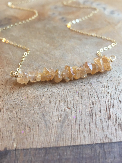 Natural Raw Imperial Topaz Necklace - 14K Gold or Sterling Silver - November Birthstone Jewelry - Healing Crystal Pendant for Women - Perfect for Gifts, Birthdays & Spiritual Healing