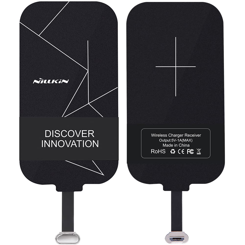 Q1T5 Qi Wireless Charging Receiver - Micro USB Thin & Narrow Side Up Design - Compatible with Samsung Galaxy J7/A3/A9/C5/C8/Note 4, Nexus 4 & Most Micro USB Android Phones - Perfect for Home, Office & Travel Charging