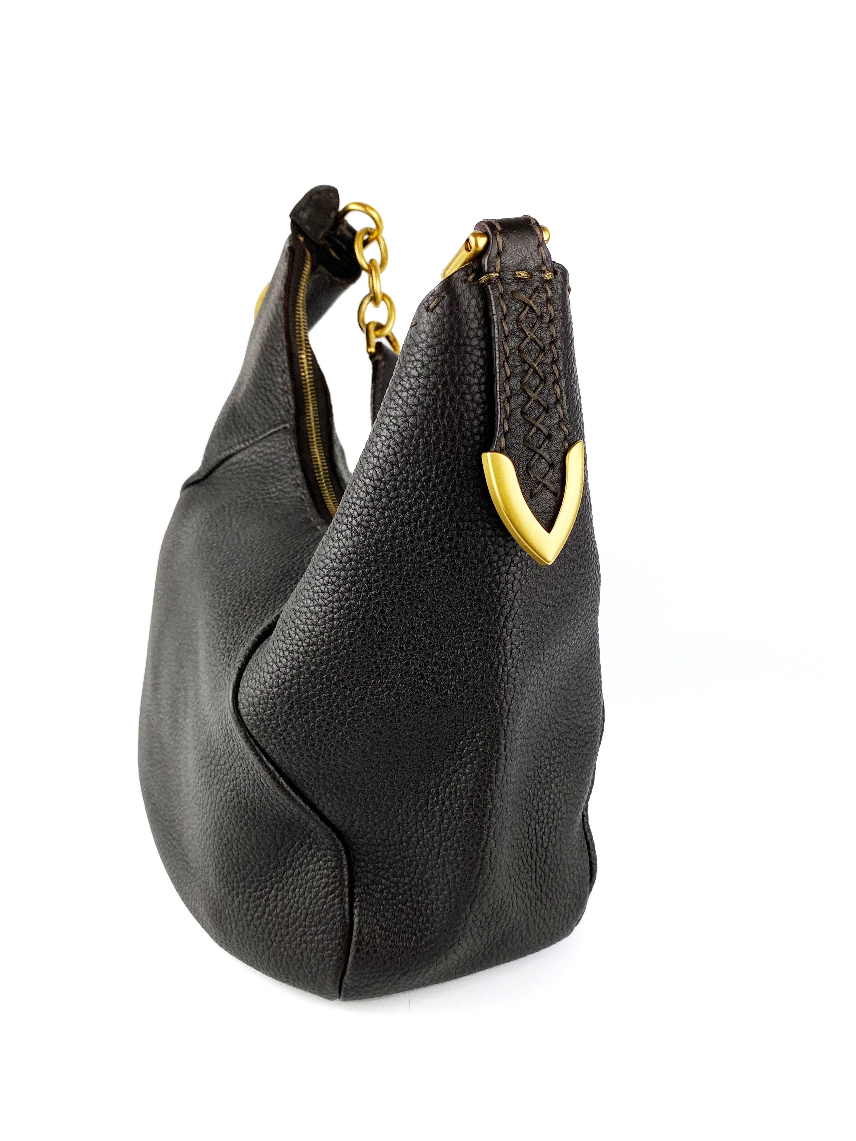 Fendi Roman Leather Brown Handbag for Women - Luxury Designer Crossbody Purse with Gold Hardware, Perfect for Date Night, Office & Travel Accessories