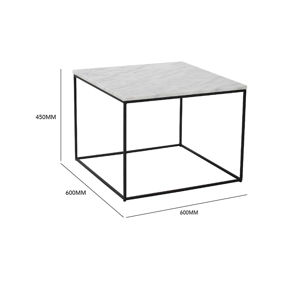 LUCIO White Marble Coffee Table 60cm - Modern Round Living Room Center Table for Small Spaces & Apartments