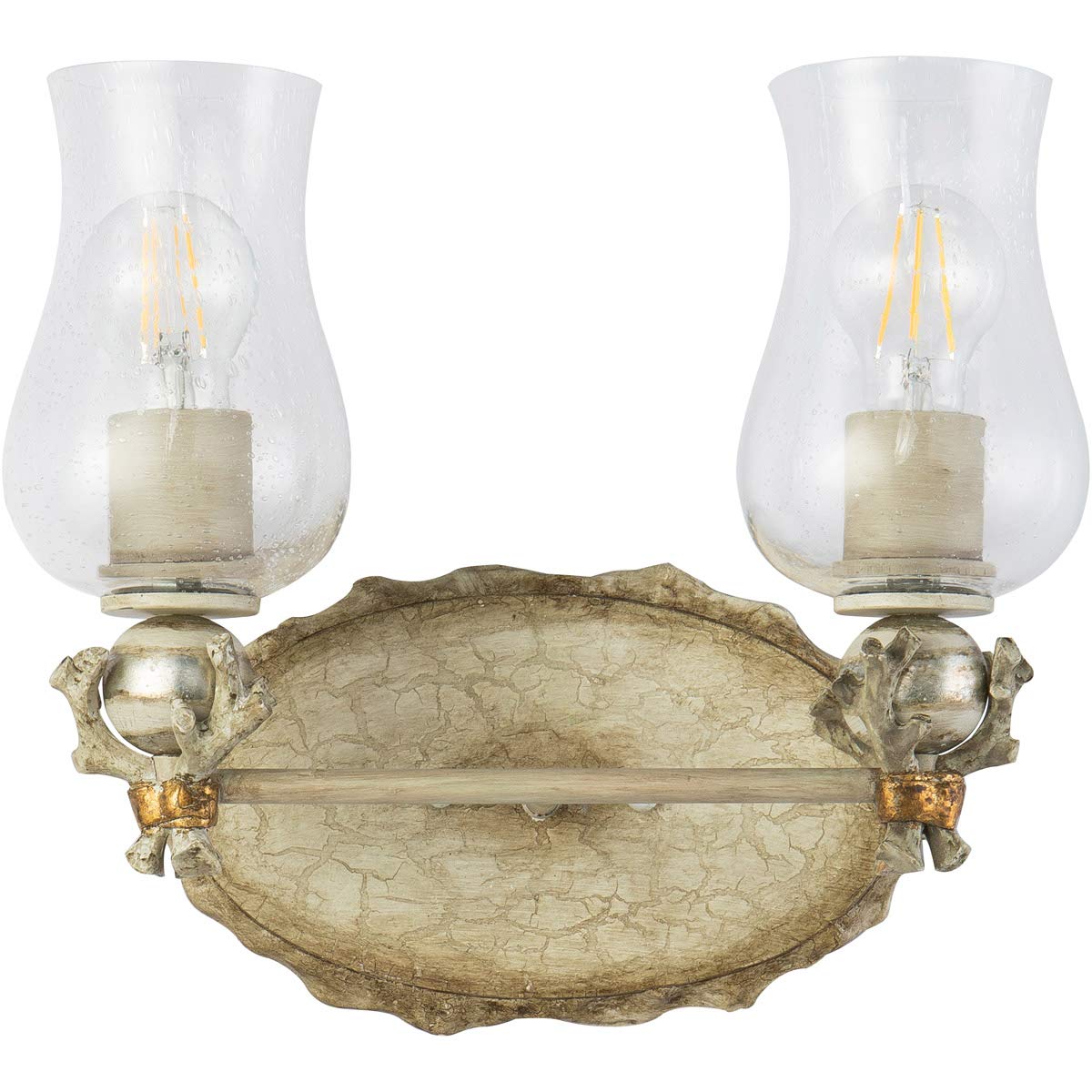 Lucas McKearn Trellis 2-Light Metal Bathroom Vanity Light in Neutral Cream/Silver - Modern Fixture for Bathroom, Powder Room, and Dressing Area Lighting