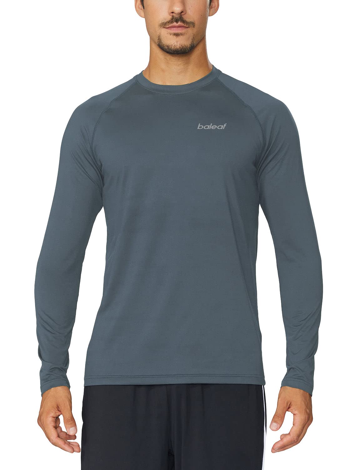 Baleaf Men's Long Sleeve Running Shirt - Quick Dry Athletic Workout Shirt, Lightweight Soft Moisture Wicking Fishing Tee for Jogging, Gym & Outdoor Activities